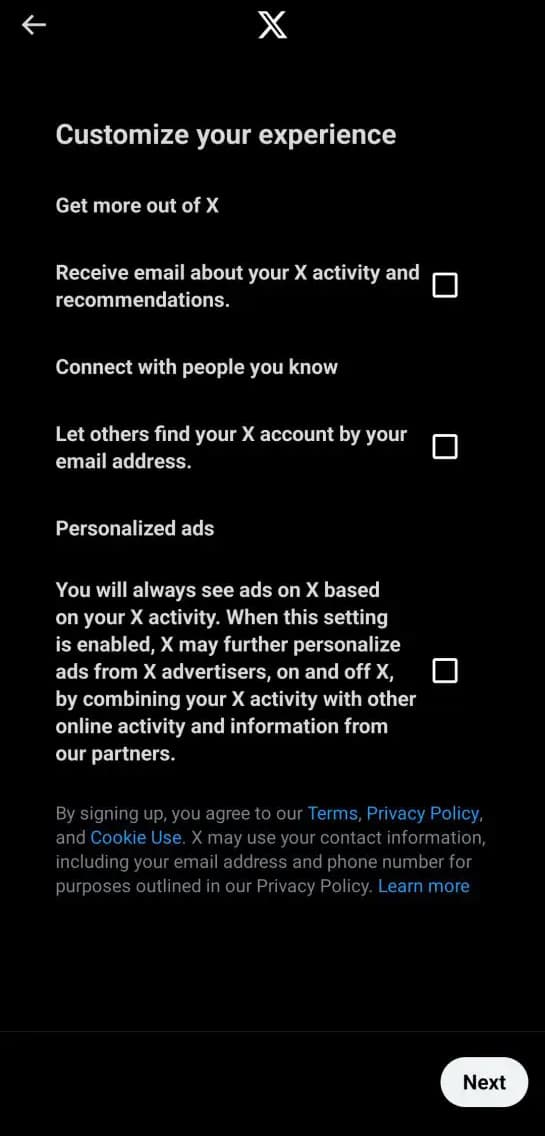 آموزش ساخت اکانت X