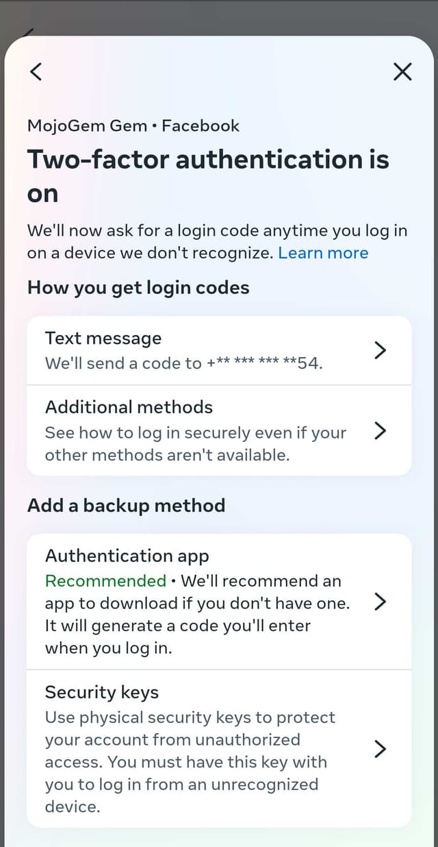 آموزش دریافت کد بک آپ فیسبوک