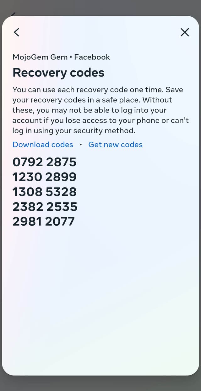 آموزش دریافت کد بک آپ فیسبوک