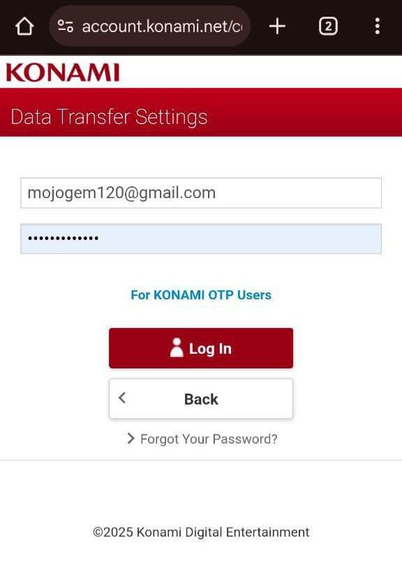 ورود اطلاعات کونامی